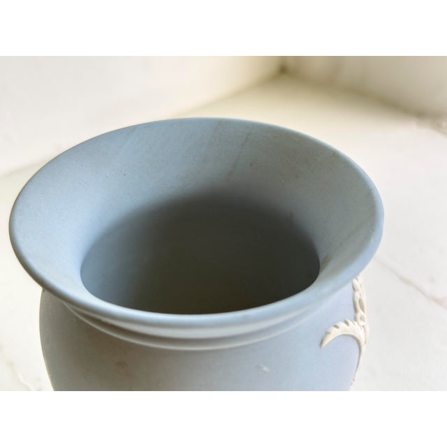 Ceramic Vintage Wedgwood Pale Blue Jasperware Posey Pot Vase For Sale - Image 7 of 9