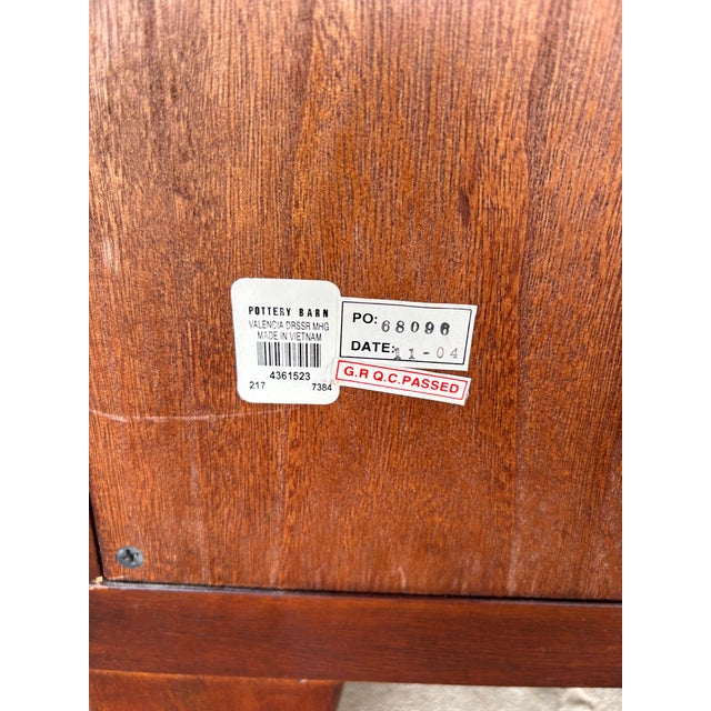 Brown Pottery Barn Valencia Shaker Style 6 Drawer Cherry High Chest of Drawers For Sale - Image 8 of 8