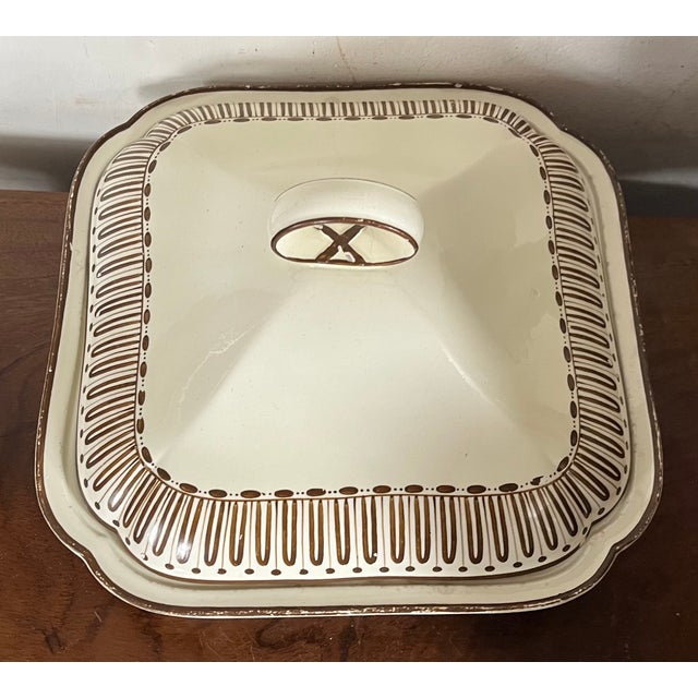 Antique late 18th century English George III Wedgwood creamware covered entree or vegetable serving dish in the Etruscan...