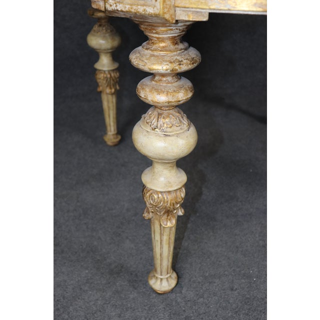 Directoire Style Pd & Gilt Accent Center Table W/ Faux Marble Top For Sale - Image 12 of 13