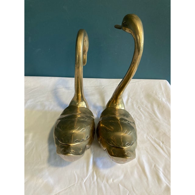 Vintage Brass Swan Figurine Boxes – A Pair For Sale - Image 9 of 11