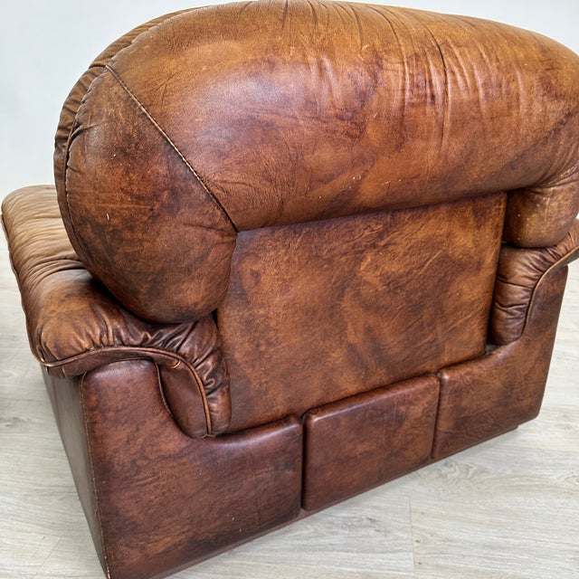 Italian Leather Club Chairs - A Pair For Sale - Image 11 of 13