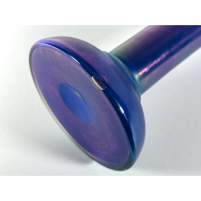 Blue Loetz Iridescent Blue Glass Vase: Austrian Pierced Art Nouveau Vase, c. 1905 For Sale - Image 8 of 10