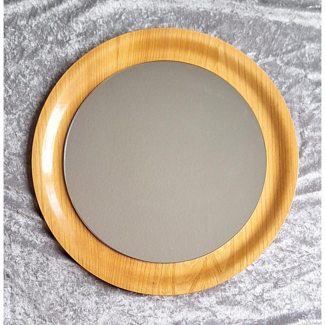 Mid-Century Minimalist Wall Mirror with Curved Ash Wood Frame, 1960s For Sale - Image 6 of 6