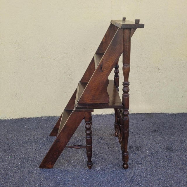 19th Century Convertible Library Step Stool Chair For Sale - Image 11 of 15