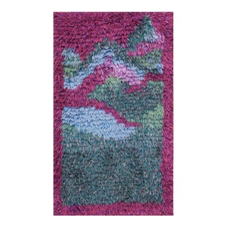 1950s Colorful Abstract Vintage European Swedish Rya Rug 3'3" X 5'4" Handmade Wool Carpet For Sale