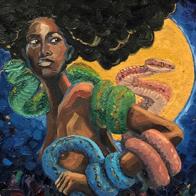 This is a one of a kind surrealist oil painting on canvas by San Diego artist, Charlene Mosley. Its dimensions are 16"x...