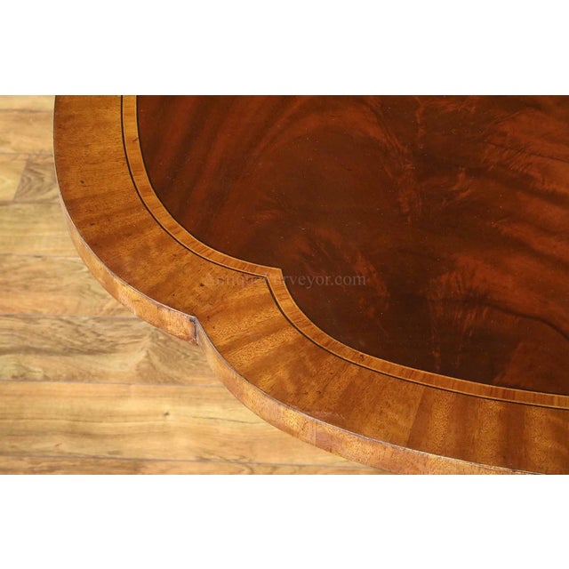 74"-134" Duncan Phyfe Scallop Corner Double Pedestal Mahogany Dining Table For Sale In New York - Image 6 of 8