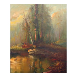 1960s Forest and Pond at Sunset Landscape by Charles Grove For Sale