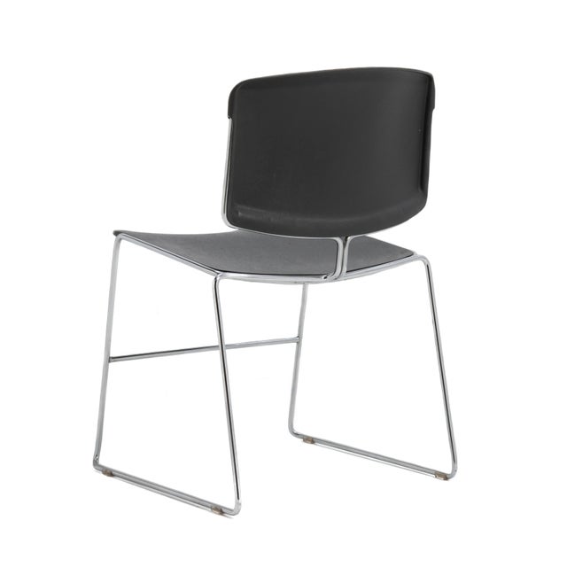 1980s Steelcase Black Max Stacker Stacking a Set of 25 Chairs Plus Original Dolly For Sale - Image 5 of 13