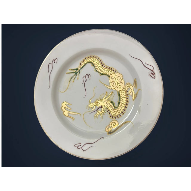1930s Vintage Gem China Japanese Dragon Moriage Gold Accented Tea Cups & Saucers- 6 Pieces For Sale - Image 5 of 7