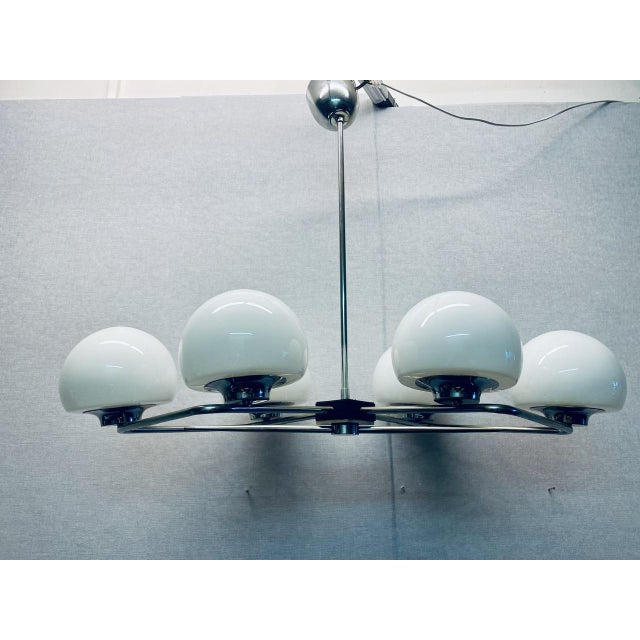 Italian Space Age Ceiling Light in Opaline Glass, Italy, 1960s For Sale - Image 6 of 18