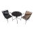 Woodard Style Mid-Century Modern Black Wrought Iron Mesh Bistro Set - 3 Pieces For Sale