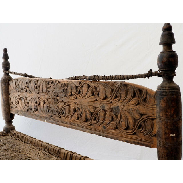 Low 2-Seater Cedar Chair, Nuristan, Afghanistan, 1890s For Sale - Image 13 of 18