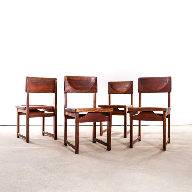 Mid-Century Pitch Pine Cube Dining Chairs, 1950s, Set of 4 For Sale - Image 10 of 10