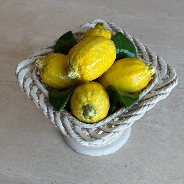 Mid 20th Century Italian Trompe l'Oeil Ceramic Lemon Basket For Sale - Image 5 of 8