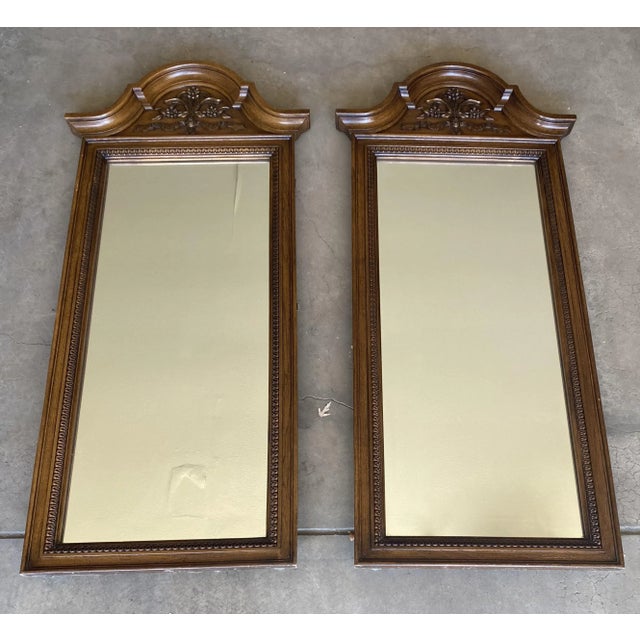 Mid-Century Modern Vintage 1970s Thomasville Furniture Wood Mid-Century Modern Mirror For Sale - Image 3 of 11