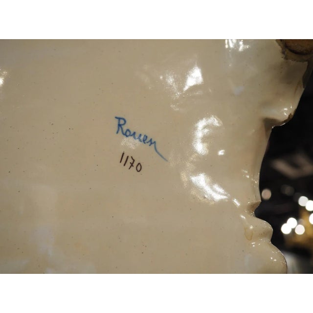 White Hand Painted Antique French Faience Jardiniere, Decor Rouen, Circa 1900 For Sale - Image 8 of 12