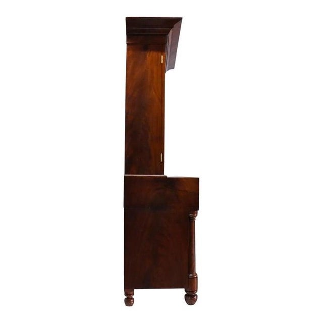 Antique Quervelle American Empire Flame Mahogany Secretary Desk C1840 For Sale - Image 16 of 17