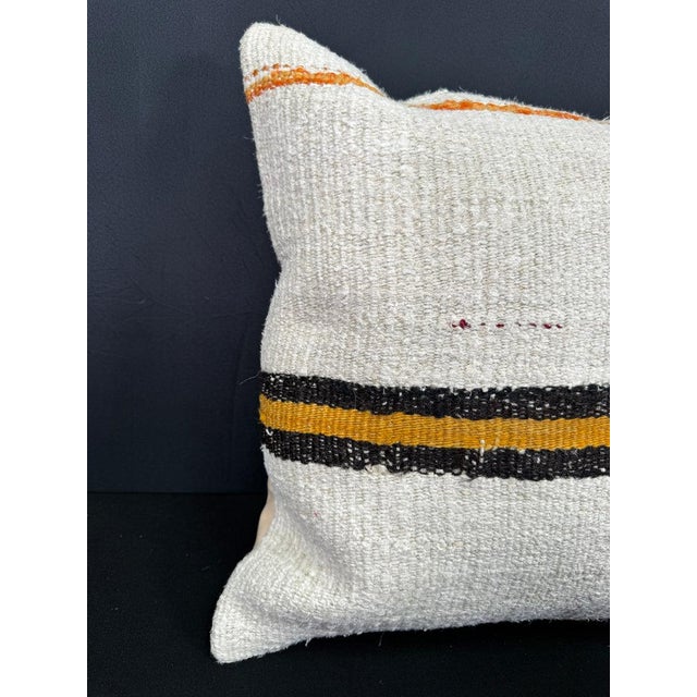 Turkish Hemp Pillow Cushion Natural Beige Orange Cushion Cover 20"x20" #30589 Enhance your home decor with our Kilim...
