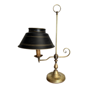Antique French Bouillotte Tole & Brass Lamp