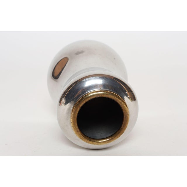 Mid-Century Modern Swedish Art Deco Pewter and Brass Pear Vase by Björn Trägårdh for Svenskt Tenn For Sale - Image 3 of 14