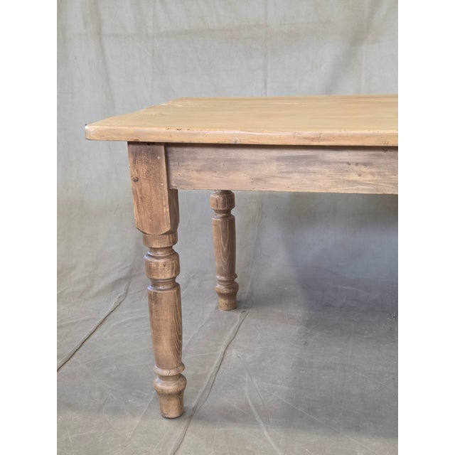 Antique 1920s English Weathered Pine Farmhouse 7' Long Kitchen or Dining Table For Sale In Denver - Image 6 of 13