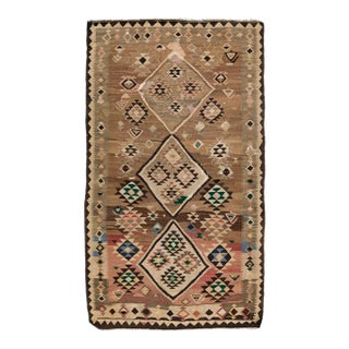 1960s Vintage Turkish Kilim Beige Handmade Tribal Wool Rug For Sale