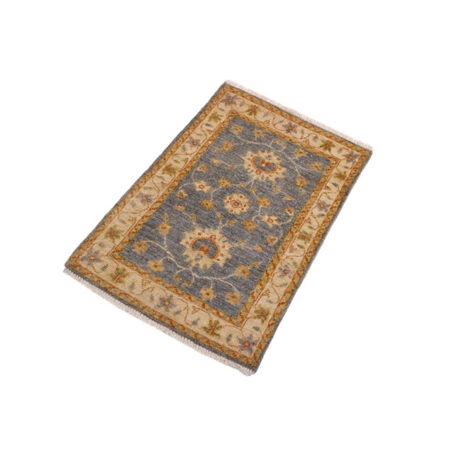 1990s Oriental Ziegler Grey Red Hand-Knotted Wool Rug - 2'0'' X 2'11'' For Sale In New York - Image 6 of 8