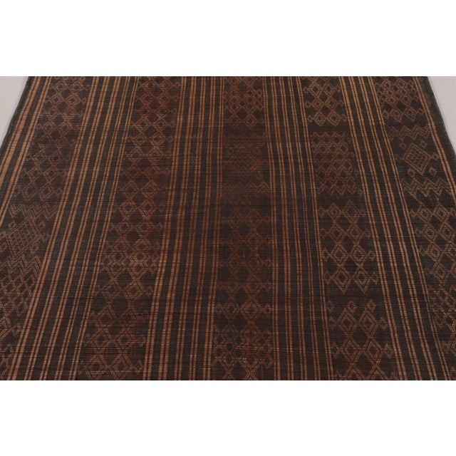 Tribal Vintage Tuareg Mat, Rich Brown With Bold Tribal Geometric Patterns - Rug & Kilim For Sale - Image 3 of 10