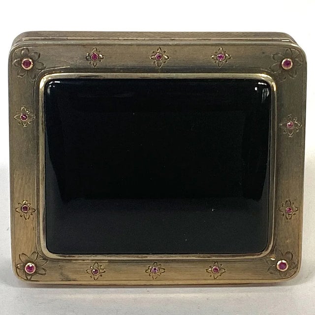 German Emil Brenk Gilt Sterling Silver, Onyx and Gemstone Cosmetic Case For Sale - Image 12 of 18