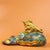 This charming vintage cloisonne enamel sculpture depicts a golden toad, or Jin Chan, perched atop a treasure bag, a...