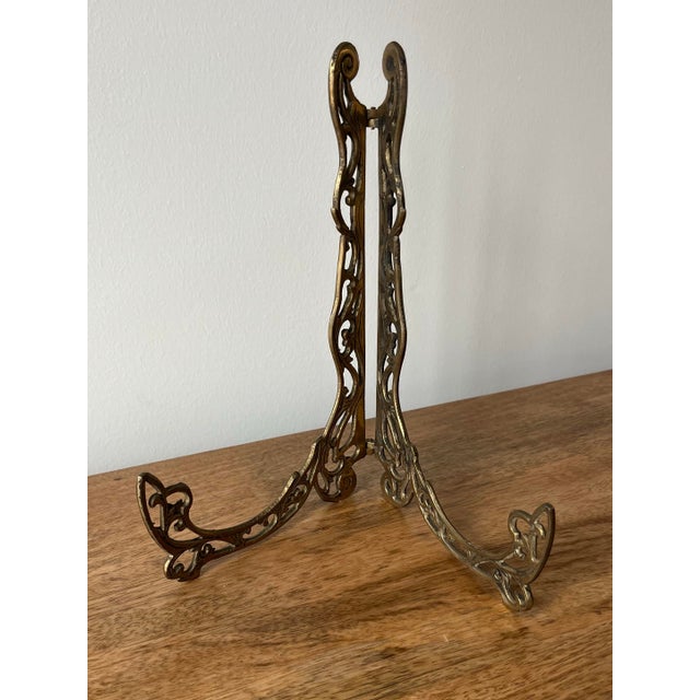 Metal Mid-20th Century Hollywood Regency Brass Easel Plate/Art Display For Sale - Image 7 of 10