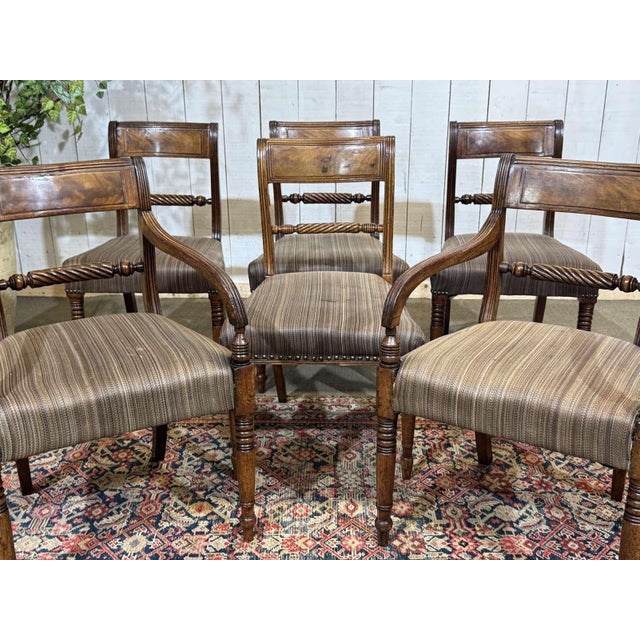 19th Century English Chairs and Armchairs Set in Mahogany, Set of 6 For Sale - Image 4 of 14