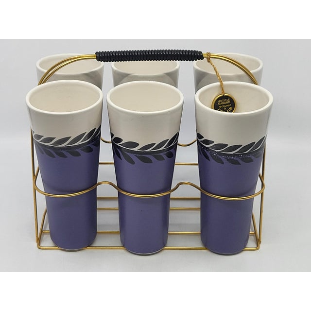 Basket and Orangeade Cups from Erdecor, France, 1950, Set of 7 For Sale - Image 9 of 15