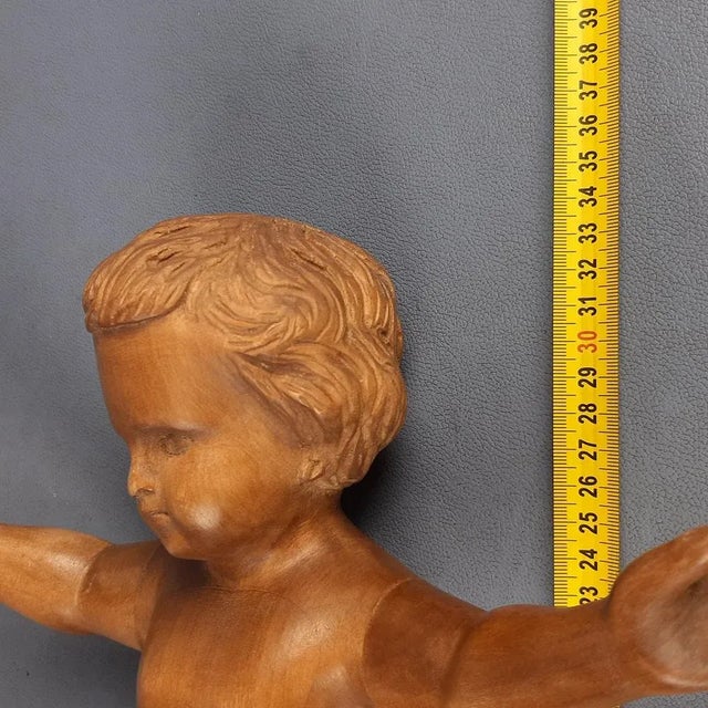Handcrafted Carved Wood Sculpture of a Child, Italy, 20th Century For Sale - Image 16 of 18