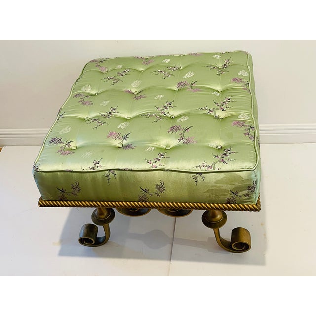 1940s 1940s Gorgeous Antique Louis XVI Style Ottoman Silk Tufted Scrolled Feet For Sale - Image 5 of 12