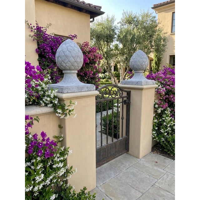 Pair of Vintage Mid-Century Neoclassical Cast Stone Pinecone Finials For Sale - Image 9 of 9