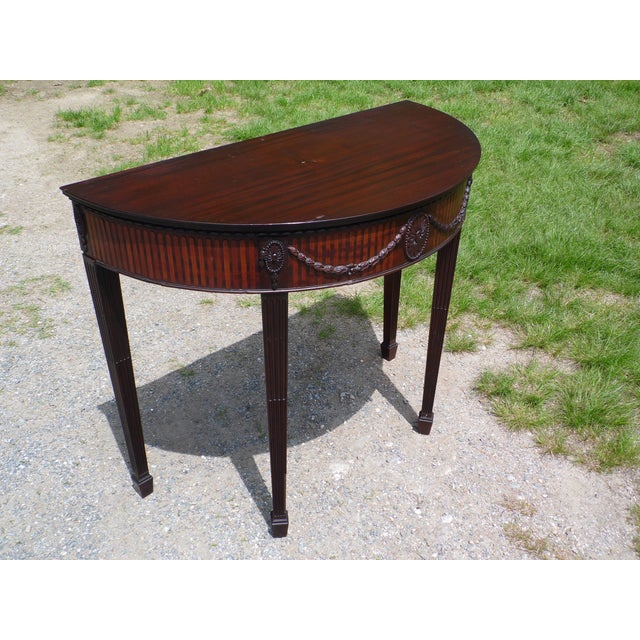 Antique Federal Style Mahogany Demilune Sofa Console Table Entry Foyer