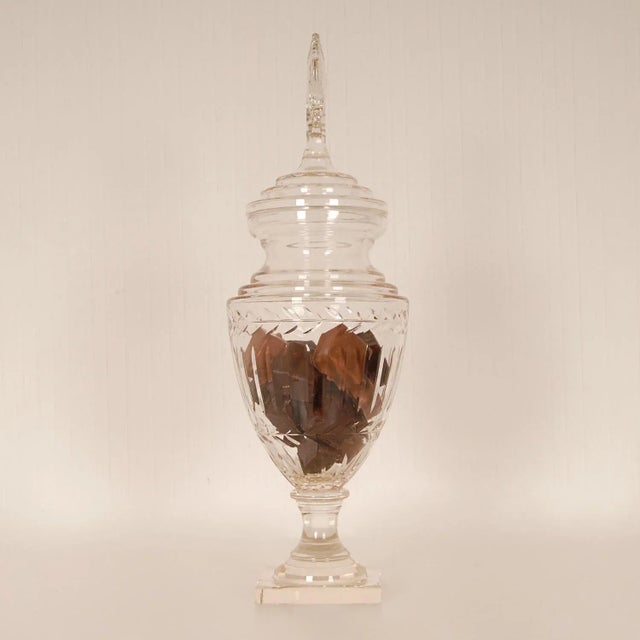 Val Saint-Lambert Victorian Sweetmeat Jar Cut Crystal Antique Footed Glass Urn Vase Ginger Jar Covered Coupe For Sale - Image 4 of 12