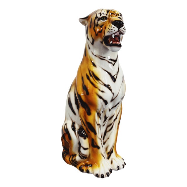 Tiger Statue in Ceramic For Sale