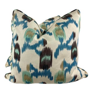 Alan Campbell "Queluz" in Blue,Taupe, Brown, Turquoise 22" Pillows-A Pair For Sale