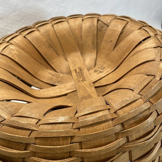 Tan Longaberger Large Round Corn Basket 1985 For Sale - Image 8 of 10