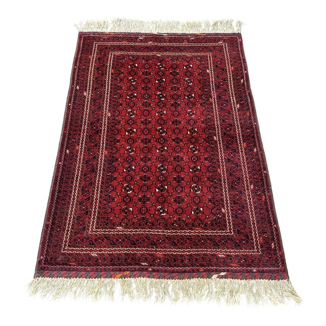 Fine Quality Vintage Afghan Basheri All-Over Lattice Rug - 5'3" X 3'1" For Sale