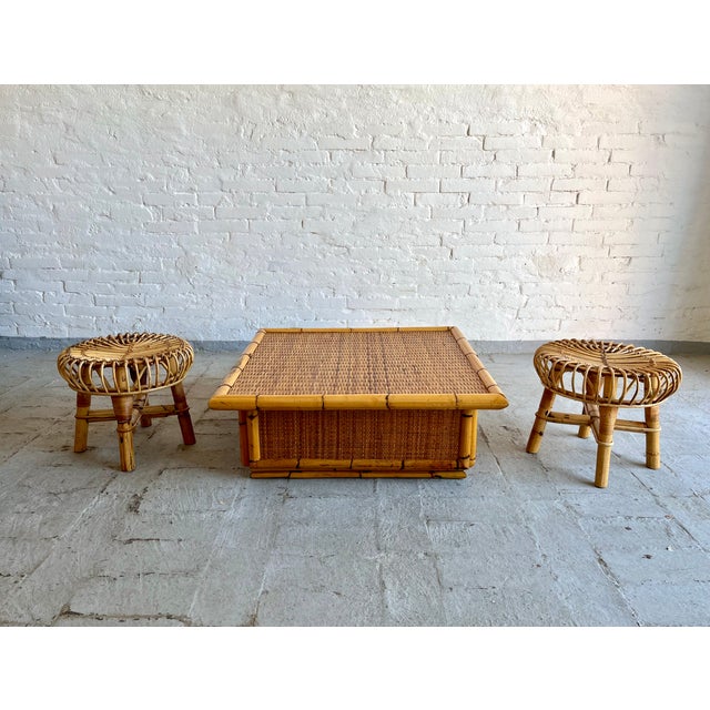 Coffee Table in Rattan and Wicker from Dal Vera, 1970s For Sale - Image 3 of 14