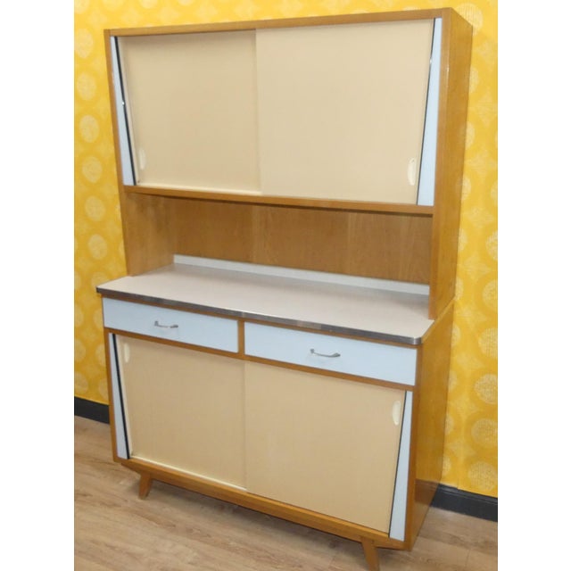 Mid-Century Modern Small Pastel Wood and Resopal Kitchen Cabinet, 1950s For Sale - Image 3 of 18