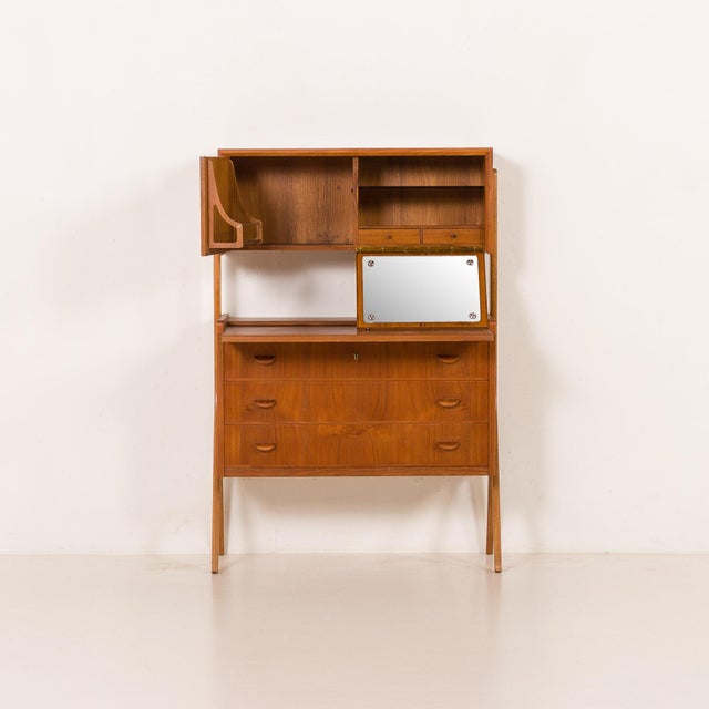 1960s Danish Teak Secretaire with Hidden Vanity attributed to Poul Volther, 1960s For Sale - Image 5 of 18