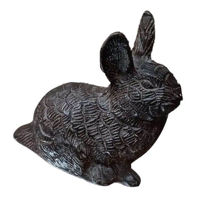 1980s Solid Bronze Bunny Figurine For Sale