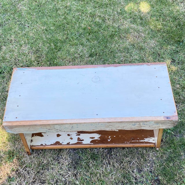 Rustic Handcrafted Primitive Pine Wood Bench by Local Folk Artist Made With Antique Wood For Sale - Image 3 of 7