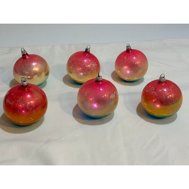7 Vintage German Glass Ombre Christmas Ornaments For Sale - Image 9 of 12